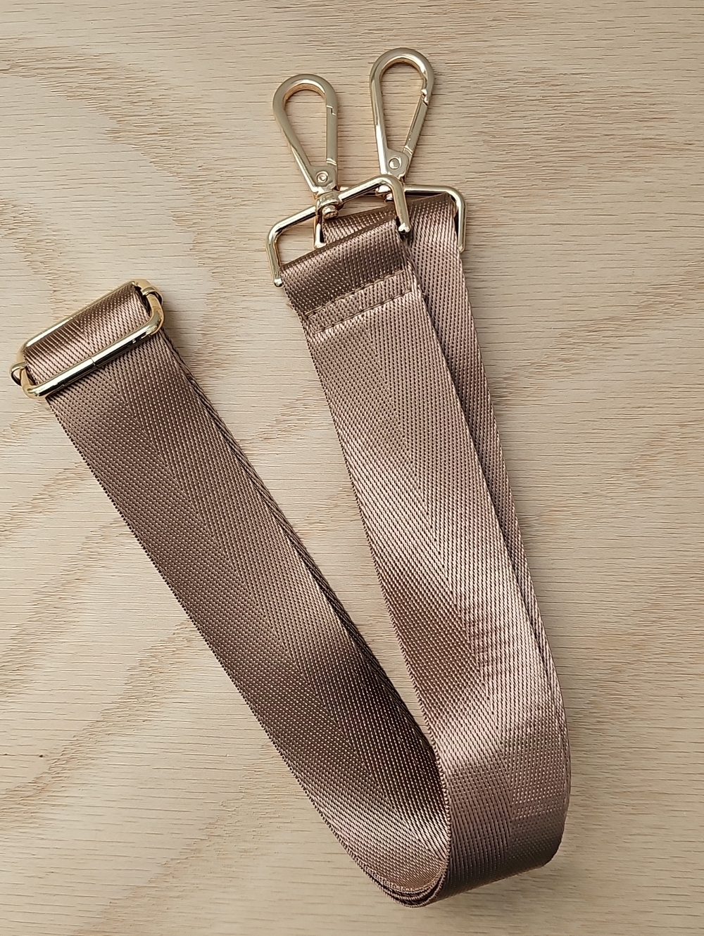 Detachable Taupe Crossbody Bag Strap with Gold Hardware